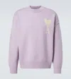 Ami Alexandre Mattiussi Ami Paris Logo Knit Sweater In Lilac/off White