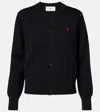 Ami Alexandre Mattiussi Ami De Caur Wool Cardigan In Black