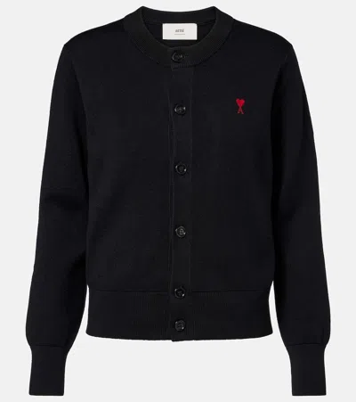 Ami Alexandre Mattiussi Ami De Caur Wool Cardigan In Black