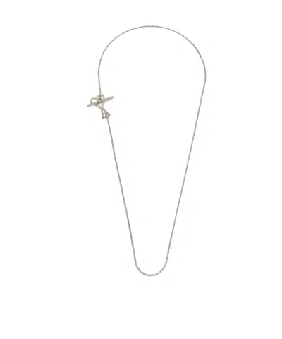 Ami Alexandre Mattiussi Ami De Coeur 2-in-1 Logo Charm Necklace In White