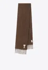 Ami Alexandre Mattiussi Ami De Coeur Alpaca Fringed Scarf In Brown