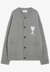 Ami Alexandre Mattiussi Ami Paris Grey Wool Cardigan Ami De Coeur Men In Gray