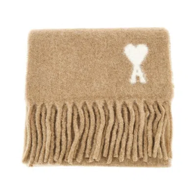 Ami Alexandre Mattiussi 'ami De Coeur' Alpaca-blend Scarf In Beige