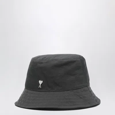 Ami Alexandre Mattiussi Ami De Coeur Anthracite Bucket Hat In Black