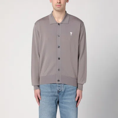 AMI ALEXANDRE MATTIUSSI AMI DE COEUR ASH-COLOURED CARDIGAN