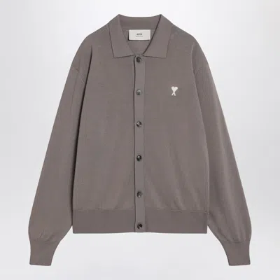 Ami Alexandre Mattiussi Ami De Coeur Ash-coloured Cardigan In Grey