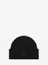 Ami Alexandre Mattiussi Ami Paris Ami De Coeur Black Wool Hat Men In Black