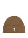 Ami Alexandre Mattiussi Brown Alpaca Striped Ami De Coeur Beanie Brown In Brown