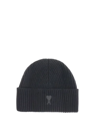 Ami Alexandre Mattiussi Ami De Coeur Beanie Hat In Black