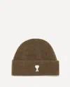 Ami Alexandre Mattiussi Brown Alpaca Striped Ami De Coeur Beanie Brown In Brown