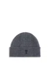 Ami Alexandre Mattiussi Ami De Coeur Beanie Hat In Gray
