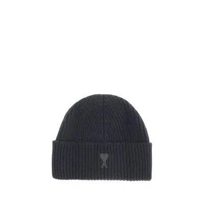 Ami Alexandre Mattiussi Ami De Coeur Beanie Men's Hat In Black