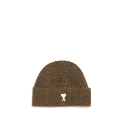 Ami Alexandre Mattiussi Ami De Coeur Beanie Men's Hat In Brown