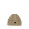 Ami Alexandre Mattiussi Ami Paris Men Ami De Coeur Beanie Hat In Sand