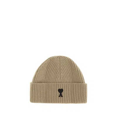 Ami Alexandre Mattiussi Ami De Coeur Beanie Men's Hat In Sand