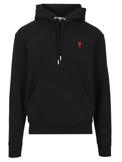 AMI ALEXANDRE MATTIUSSI AMI DE COEUR BLACK COTTON HOODIE