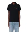 Ami Alexandre Mattiussi Ami Paris Men Black Polo Shirt With Adc Embroidery At The Front In Cotton Man In Multi