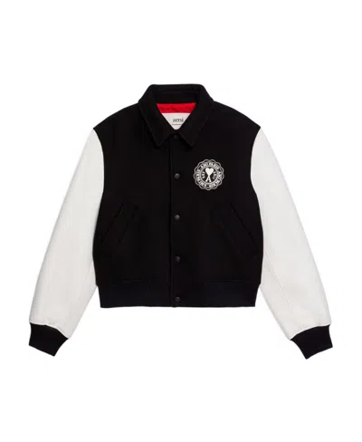 Ami Alexandre Mattiussi Ami De Coeur Bomber Jacket In Black