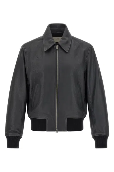 Ami Alexandre Mattiussi 'ami De Coeur' Bomber Jacket In Gray