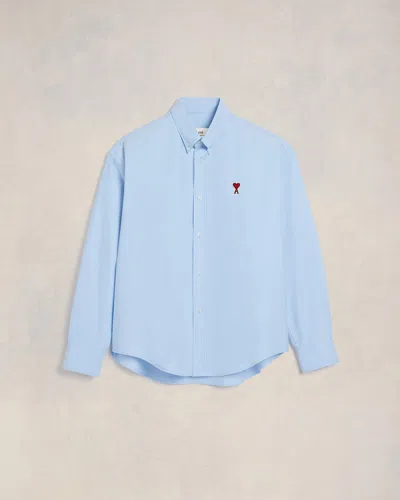 Ami Alexandre Mattiussi Ami De Coeur Boxy Fit Shirt Blue In Sky Blue