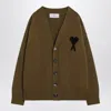 Ami Alexandre Mattiussi Ami Paris  Ami De Coeur Bronze Cardigan In Green