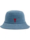 Ami Alexandre Mattiussi Ami Paris Blue Fisherman Hat With Logo Embroidered On The Front In Denim Woman In Blue