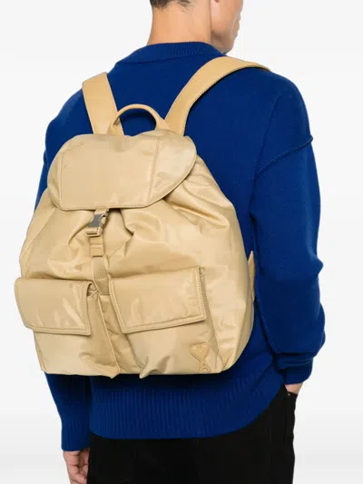 Ami Alexandre Mattiussi Ami De Coeur Buckle-fastening Backpack In Neutral