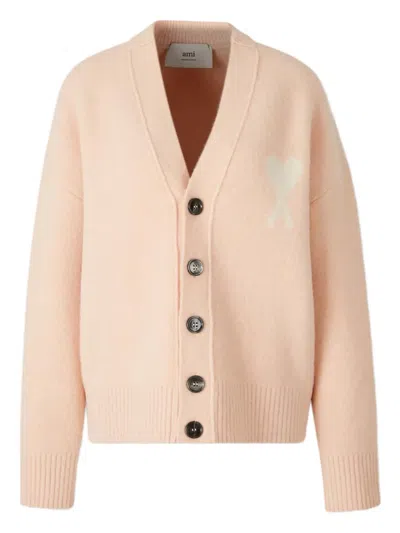 Ami Alexandre Mattiussi Ami De Coeur Cardigan In Pink