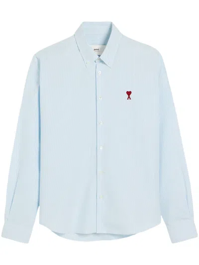Ami Alexandre Mattiussi Classic Long Sleeve Shirt Button Down Collar With Embroidered Adc In Multi
