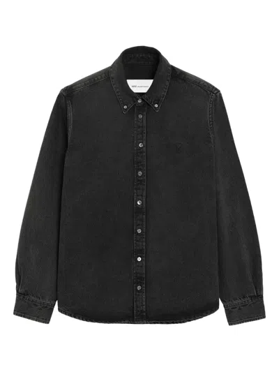Ami Alexandre Mattiussi Ami De Coeur Button-down Shirt In Black