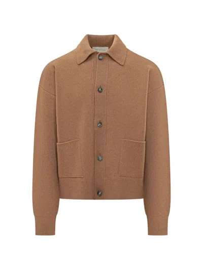 Ami Alexandre Mattiussi Ami De Coeur Button-down Cardigan In Brown