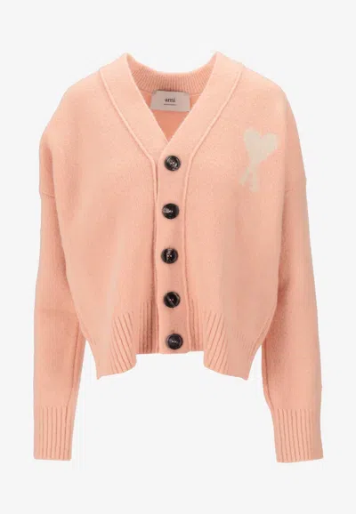 Ami Alexandre Mattiussi Ami De Coeur Buttoned Cardigan In Red