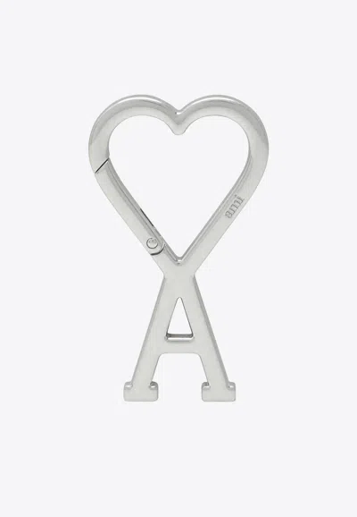 Ami Alexandre Mattiussi Ami De Coeur Carabiner Key-ring In Silver