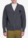 Ami Alexandre Mattiussi Ami Paris Ami De Coeur Heather Grey Wool Cardigan Men