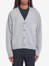 Ami Alexandre Mattiussi Ami Embroidered-logo Button Cardigan In Gray
