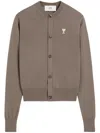 Ami Alexandre Mattiussi Ami Brown Wool Cardigan With Front Button Fastening In Black