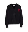 Ami Alexandre Mattiussi Ami Paris Ami Paris De Coeur Wool Cardigan In Black