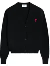 Ami Alexandre Mattiussi Ami Paris Ami De Coeur Logo Embroidered Buttoned Cardigan In Black