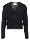 Ami Alexandre Mattiussi Ami Ami De Coeur Logo Embroidered V-neck Knitted Cardigan In Blue