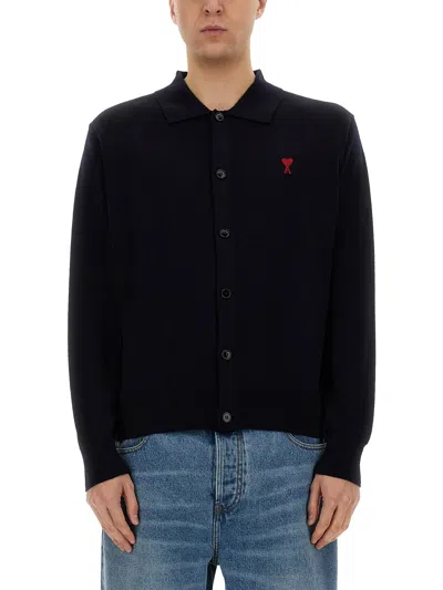 Ami Alexandre Mattiussi "ami De Coeur" Cardigan In Blue