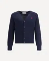 Ami Alexandre Mattiussi Ami Paris Men Blue Cardigan With V Neck And Adc Embroidery On The Front In Wool Blend Man In Blue
