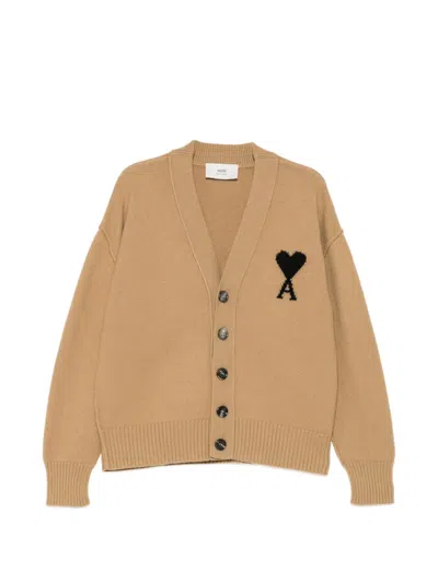 Ami Alexandre Mattiussi Ami De Coeur Cardigan In Brown