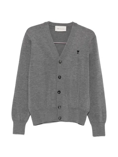 Ami Alexandre Mattiussi Button-up Cardigan Sweater With V-neckline And Ribbed Cuffs In Multi