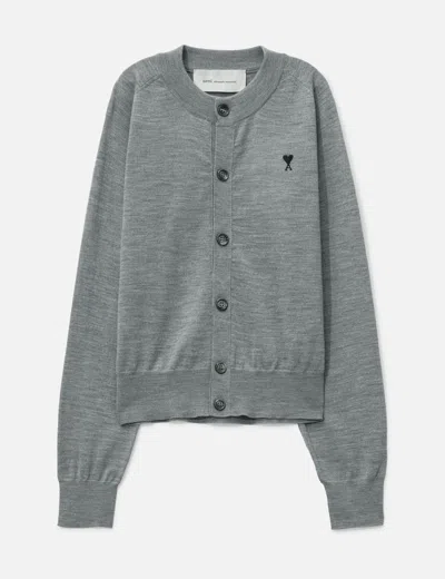 Ami Alexandre Mattiussi Grey Wool Crewneck Ami De Coeur Cardigan Grey In Gray