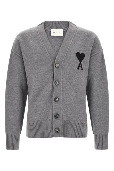 Ami Alexandre Mattiussi 'ami De Coeur' Cardigan In Gray