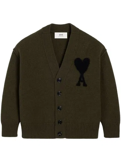 Ami Alexandre Mattiussi Ami De Coeur Cardigan In Green