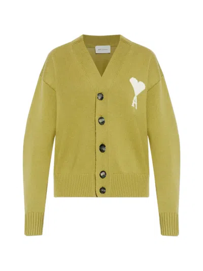 Ami Alexandre Mattiussi Ami De Coeur Cardigan In Green
