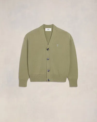 Ami Alexandre Mattiussi Ami De Coeur Cardigan In Green Aqua/303