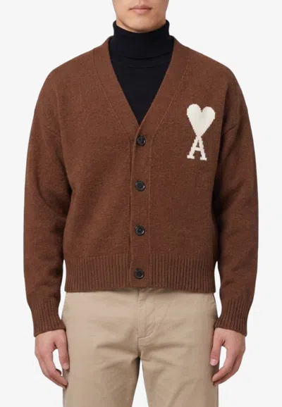 Ami Alexandre Mattiussi Ami De Coeur Cardigan In Alpaca And Wool In Multi