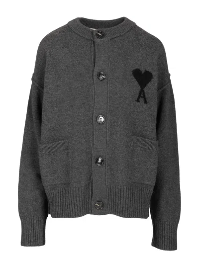 Ami Alexandre Mattiussi Ami De Coeur Cardigan Knitwear Black
